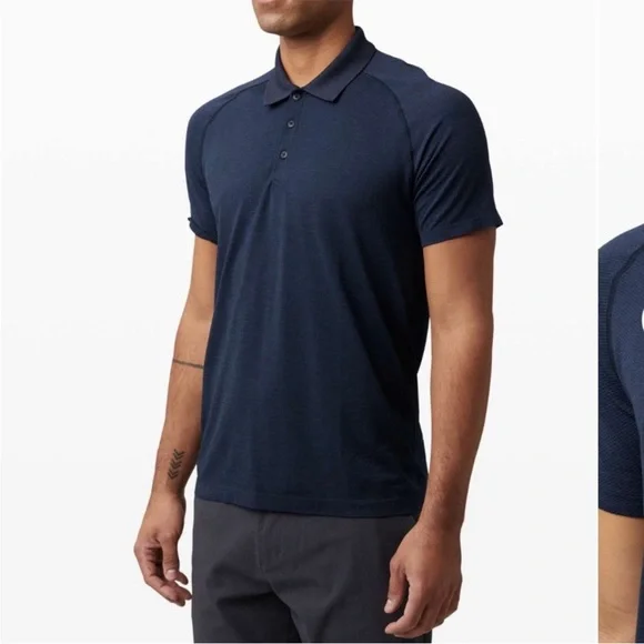Lululemon vent tech polo shirt men’s size M blue train office travel - Picture 1 of 16